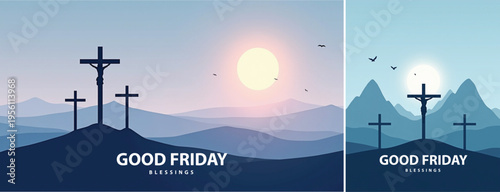 Elegant Good friday with cross background, Good friday holy week background for banner and social meida template