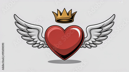 A heart with wings and a crown