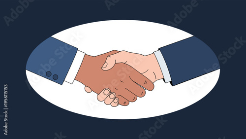 Close up of a business handshake between two people of different skin tones representing diversity and partnership.