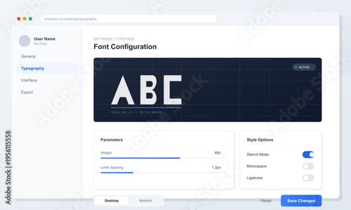 Web Browser Font Configuration Settings UI Design