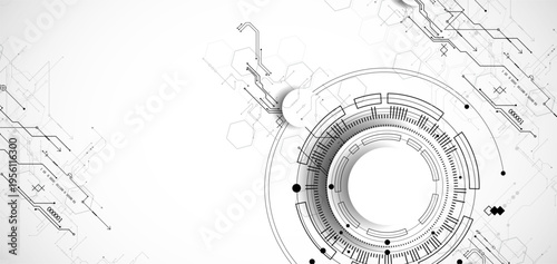 Technological background in gray colors. Used technical lines with different shades of gray. Vector