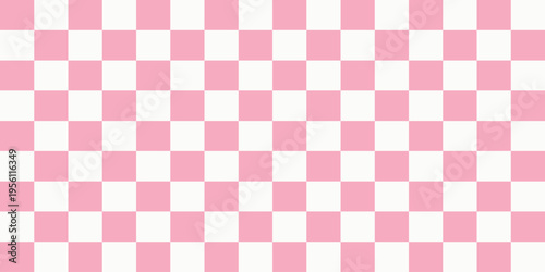Seamless pink and white checkered pattern background. Classic aesthetic checkerboard texture for fashion, wallpaper, and graphic design. Minimalist pastel geometric square grid backdrop.