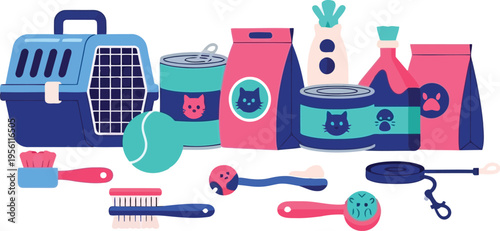 Cat Care Supplies and Pet Accessories Collection for Veterinary and Grooming Services