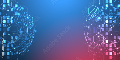 Abstract background. Scientific and technological concept with the use of technical elements formed in the shape of a circle. Vector