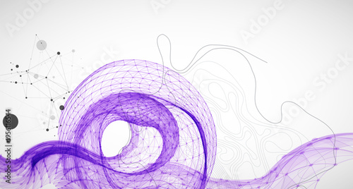 The abstract wave is made in a frame style. Template for science and technology presentation.