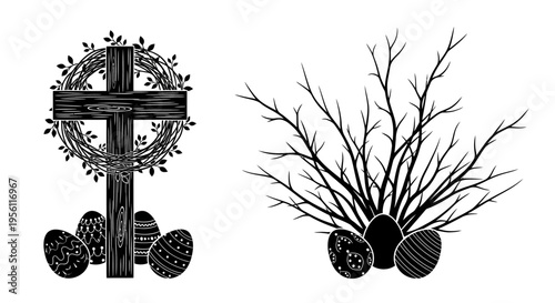 silhouette of a tree in vase