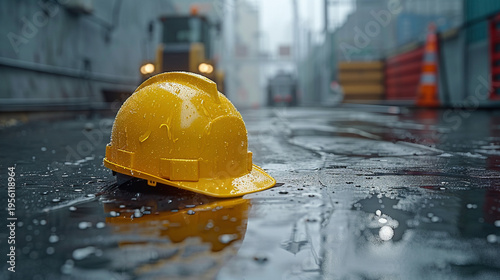 Solitude in Safety: A Lone Hard Hat