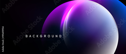 Abstract design features vibrant purple, blue gradients. Smooth curves create dynamic visual impact against dark backdrop. Text reads background.