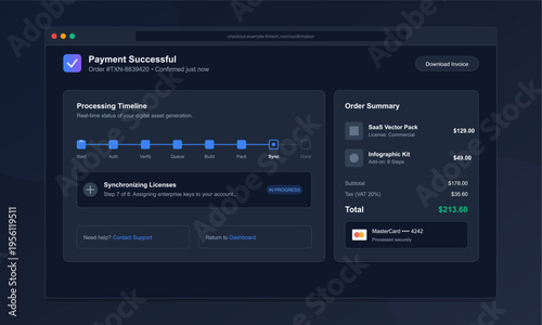Dark Mode Payment Success and License Sync UI