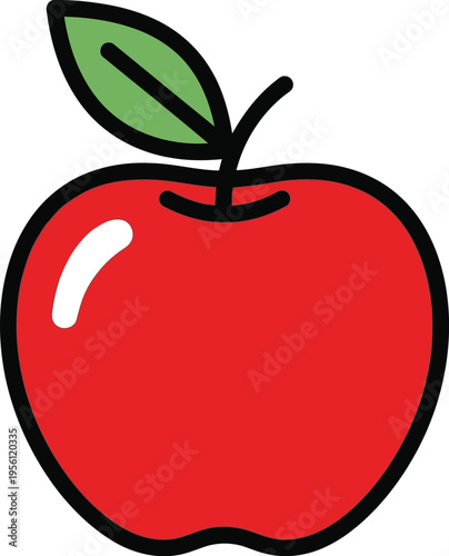 Minimalist Red Apple Fruit Icon Vector Illustration for Food and Nutrition Design Projects