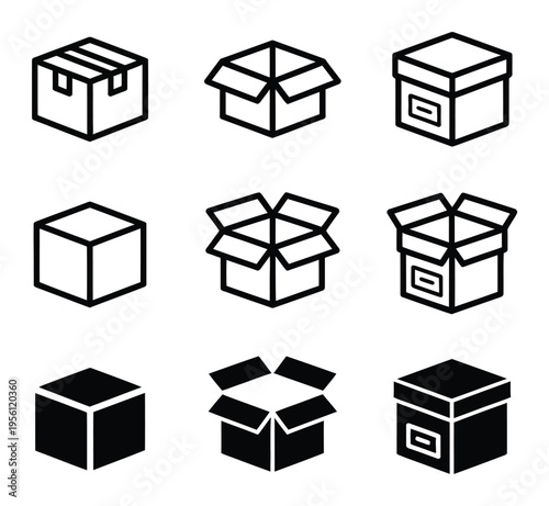 Packaging Box Vector Icons Set