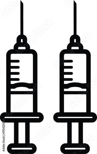 Medical Syringe Icons Set for Vaccination and Healthcare Concepts Design