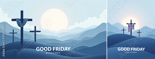 Elegant Good friday with cross background, Good friday holy week background for banner and social meida template