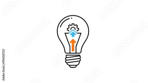 Creative Innovation Light Bulb with Gears and Upward Arrows SVG Transparent Background for Business Progress