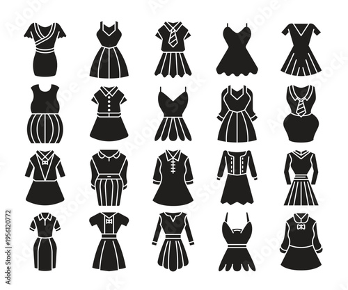 beauty dress icons set vector illustration