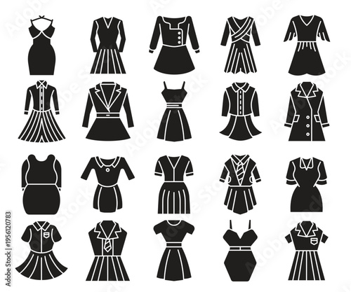 beauty dress icons set vector illustration