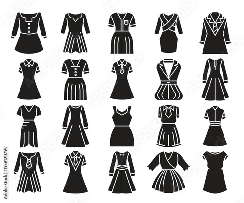 beauty dress icons set vector illustration