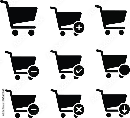 Shopping Cart Icon Set for E commerce Web and Mobile Application UI Design