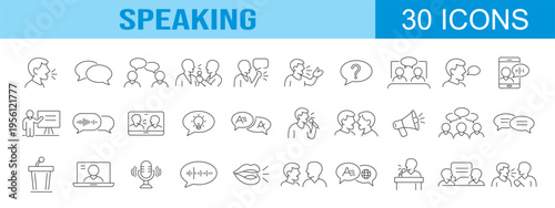 collection of speaking icons, with editable stroke