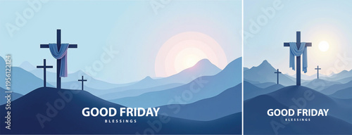 Elegant Good friday with cross background, Good friday holy week background for banner and social meida template