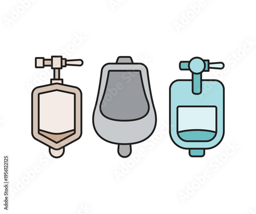 urinal bowl icons set illustration vector