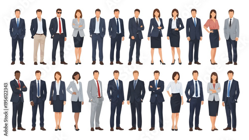 Large Diverse Business Team Silhouettes SVG Vector for Corporate Workforce and Professional Recruitment Concepts