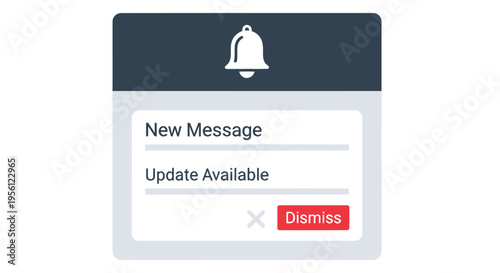 Notification popup window displays an update available message with a dismiss button