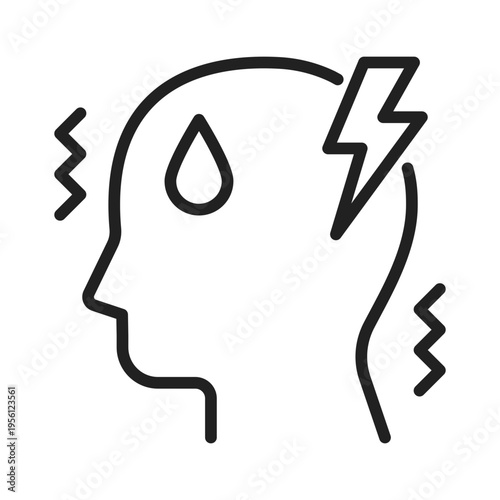 Stress and Anxiety Head Line Icon