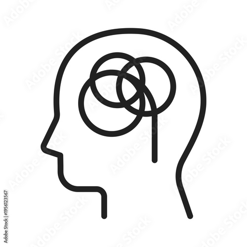 Overthinking Chaos Mind Line Icon