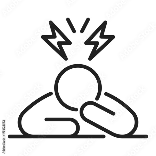 Mental Stress Pressure Line Icon