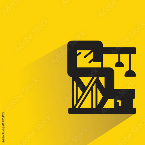 modern house style icon with shadow on yellow background