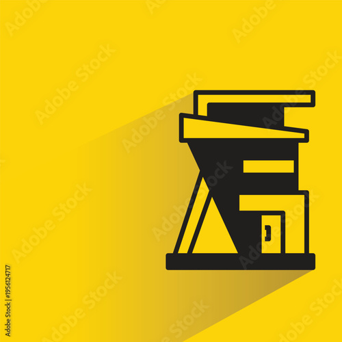 modern house style icon with shadow on yellow background