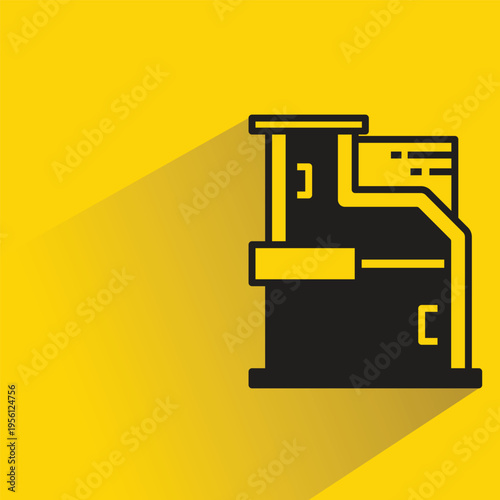 modern house style icon with shadow on yellow background