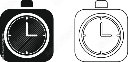 Black and white clocks with square frames Vector