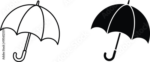 Black and white umbrellas Vector