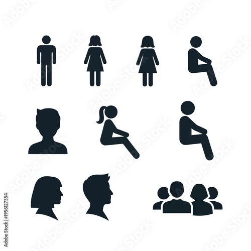Collection of various human silhouettes and icons