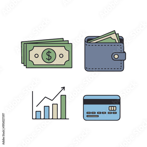 Essential Personal Finance and Banking Outline Vector Icon Set