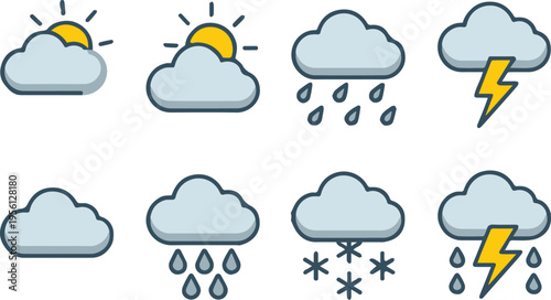 weather icon pack sun cloud rain thunderstorm snow hail fog wind icons