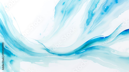 Vector Abstract watercolor blue waves create flowing movement and dynamic art background with elegant artistic design and liquid water texture and fresh color splash.