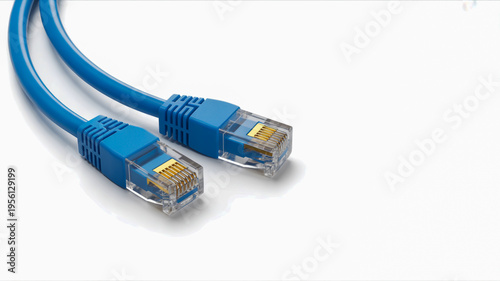 A blue ethernet cable with rj45 connectors