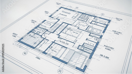 A detailed blueprint of a modern house interior design