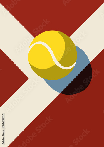 Minimalist Tennis Ball on Clay Court
