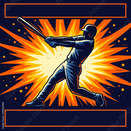 Baseball player hitting a ball with a bat