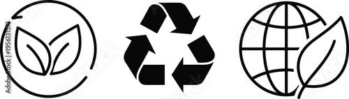 Eco icons, sustainability, recycling, renewable energy, global conservation, green technology, environmental awareness, organic products, climate protection, eco-friendly lifestyle, ecology, nature