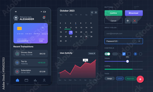 Dark Mode UI Kit Mobile Banking