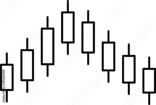A stock market chart showing a fluctuating trend of candlestick patterns