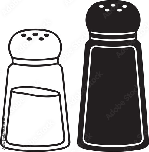 Vector illustration of salt and pepper shakers