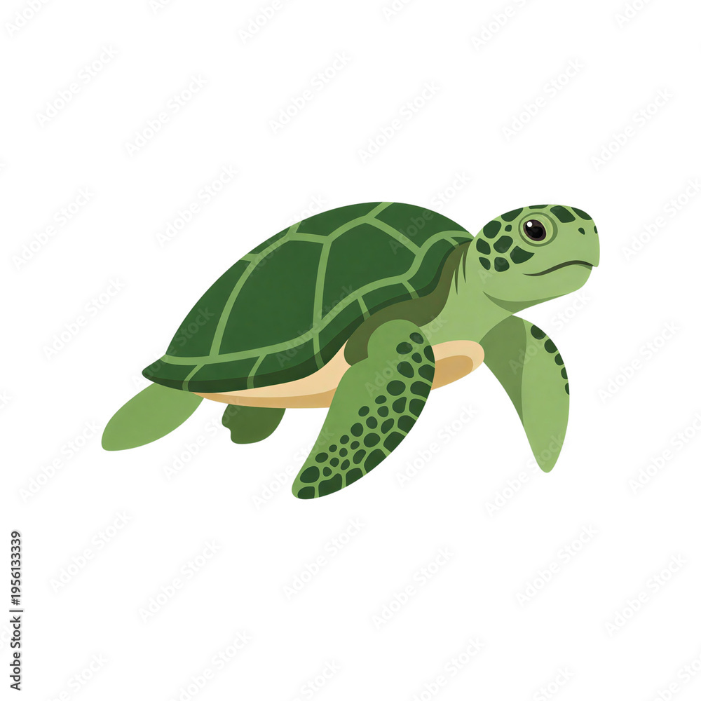 Fototapeta premium Green Sea Turtle Vector Cartoon