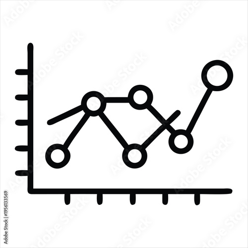 A line graph depicting fluctuating data points with varying trends over time Vector