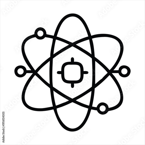 Classic depiction of an atom with a nucleus and orbiting electrons Vector